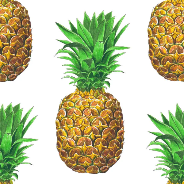 Sömlöst mönster med ananas — Stockfoto