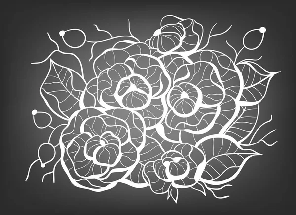 Fleurs, cynorrhodons et feuilles de rose — Image vectorielle