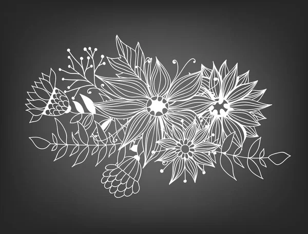 Doodle bloemen kaart — Stockvector