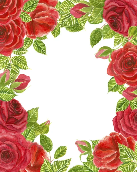 Rahmen aus roten Rosen — Stockfoto