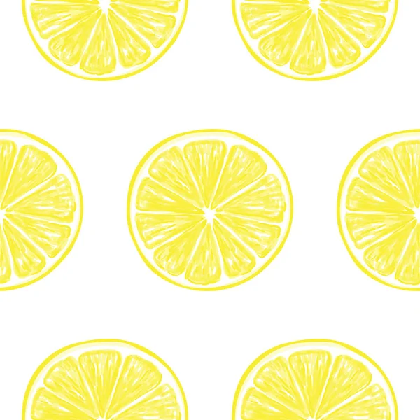 新鮮なレモン スライスのシームレス パターン — ストックベクタ