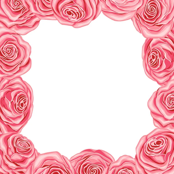 Pink roses frame — Stock Vector