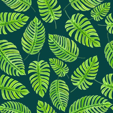 Monstera yaprakları desen