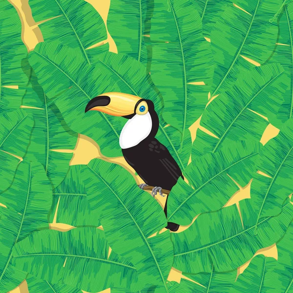 Feuilles de Toucan et banane — Image vectorielle