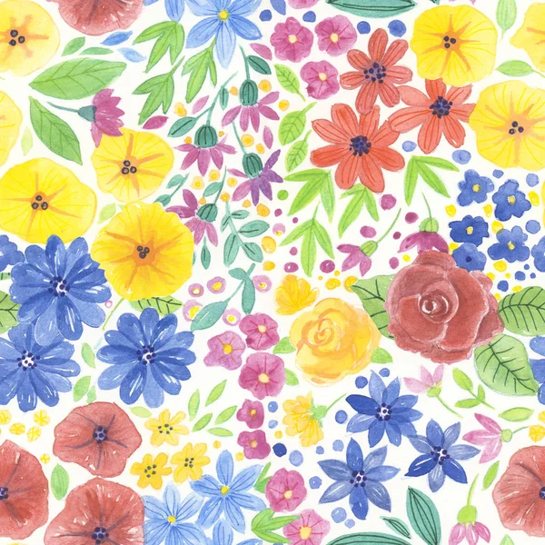 Watercolor floral doodles — Stock Photo, Image