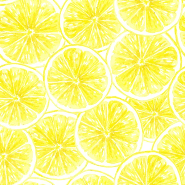 Akvarelu citrónové řezy vzor — Stock fotografie zdarma