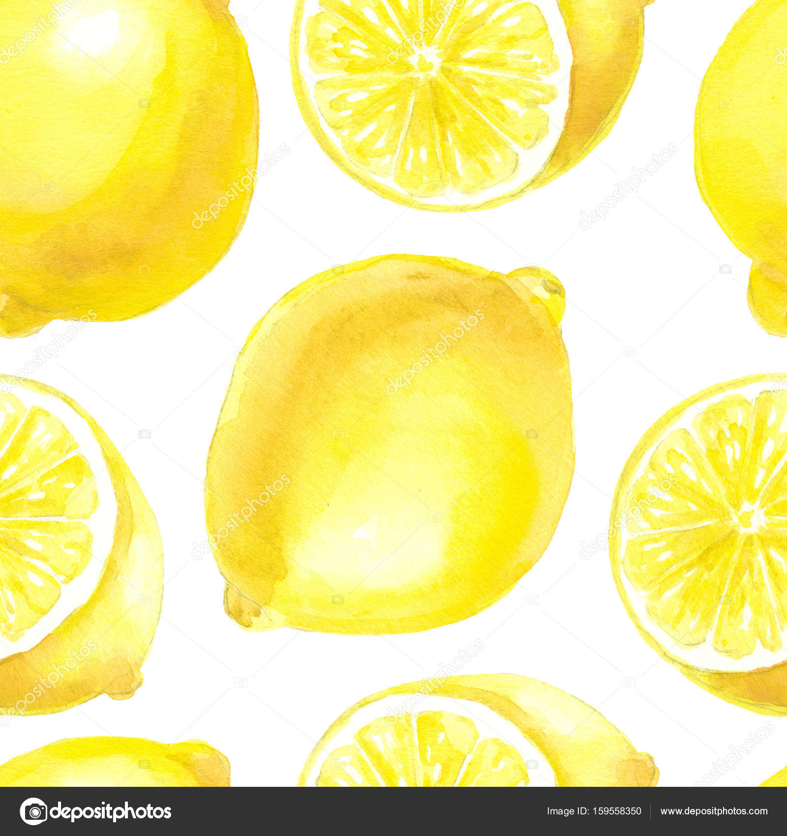 Watercolor lemon pattern Stock Photo by ©katerinamk 159558350