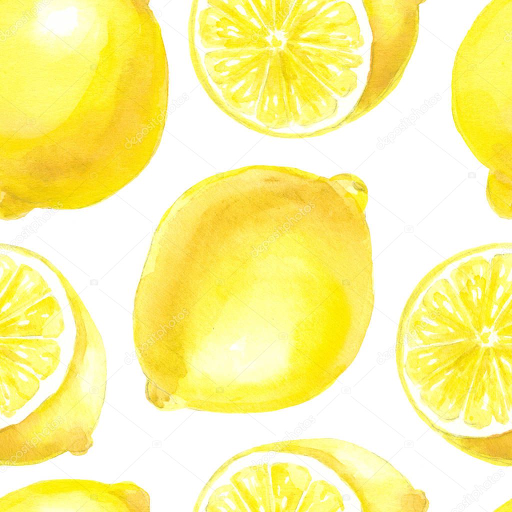 Watercolor lemon pattern