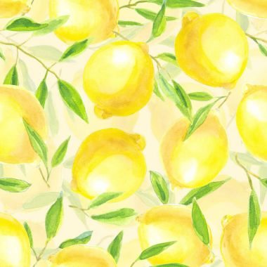 Limon yaprak suluboya desenli