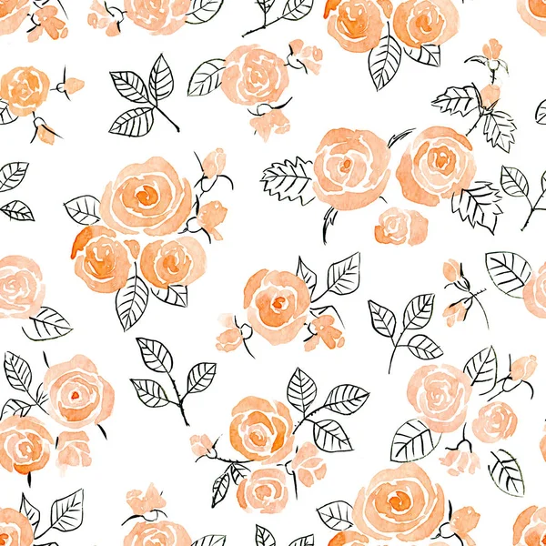 Watercolor roses pattern — Stock Photo, Image