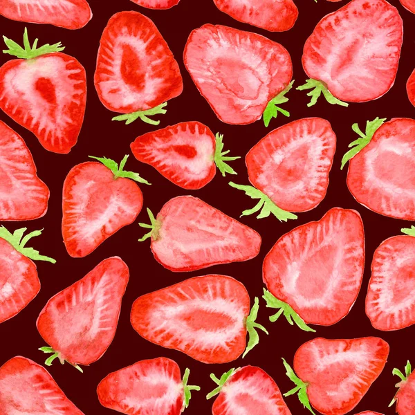 Erdbeeren Aquarellmuster — Stockfoto