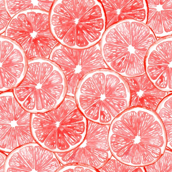 Akvarelu grapefruitové řezy vzor — Stock fotografie