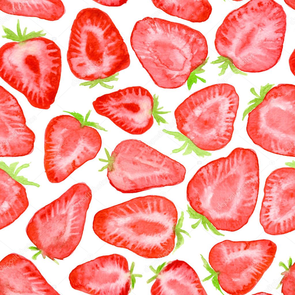 Strawberries watercolor pattern