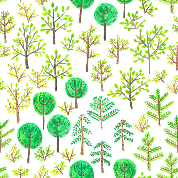 Aquarell Wald im Doodle-Stil — Stockfoto