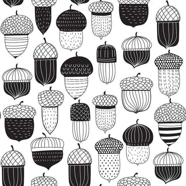 Doodle acorns seamless pattern — Stock Vector