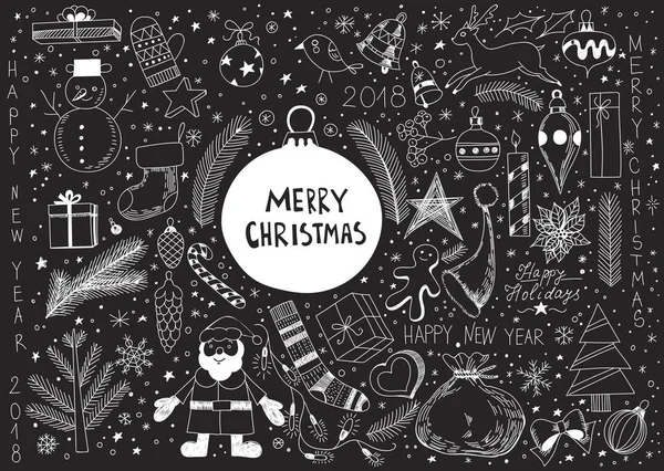 Set de Navidad Doodle — Archivo Imágenes Vectoriales