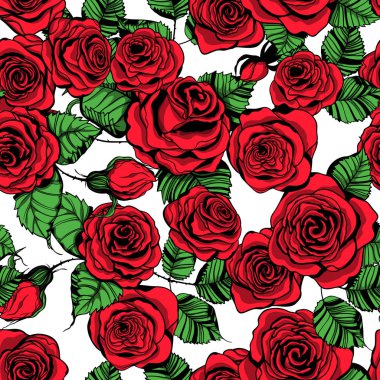 elle çizilmiş gül deseni