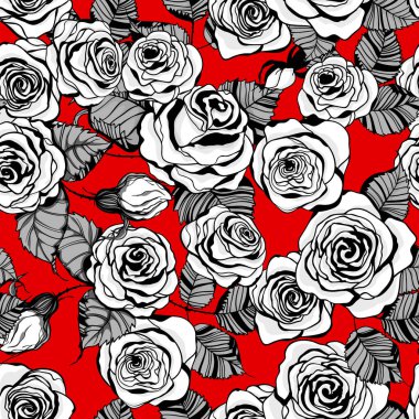 elle çizilmiş gül deseni