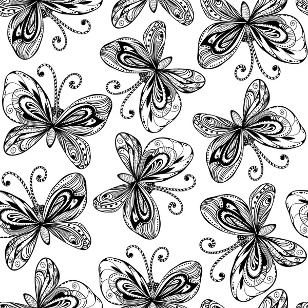 Бесшовный рисунок бабочки — стоковый вектор