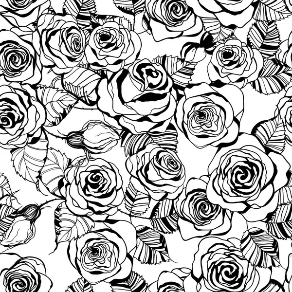 Padrão de rosas desenhadas à mão — Vetor de Stock