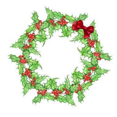 Noel çelenk suluboya