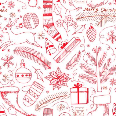 Doodle yılbaşı desen