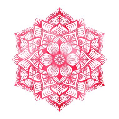 Kırmızı sulu boya mandala