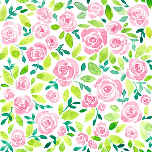 Pink watercolor roses background — Stock Photo, Image