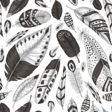 Elle çizilmiş tüyler desen