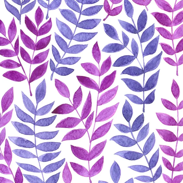 Watercolor leaves in magenta and violet — Stock Photo, Image