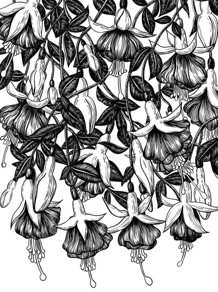 Flores fucsia dibujadas a mano — Archivo Imágenes Vectoriales