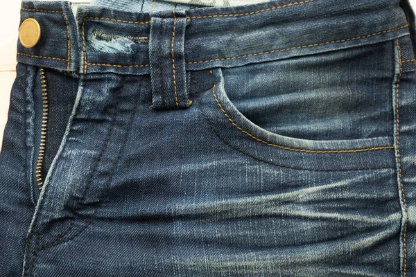 Piuttosto vecchio jeans blu hanno strisce e cerniera texture — Foto Stock