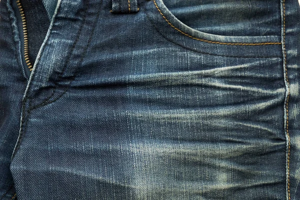 Bastante velho jean azul têm listras e texturas com zíper — Fotografia de Stock