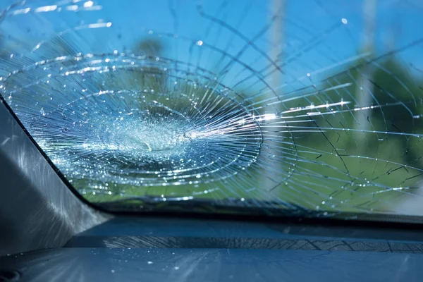 Car accident. inside car front glass car are broken. image for c — Stock Photo, Image