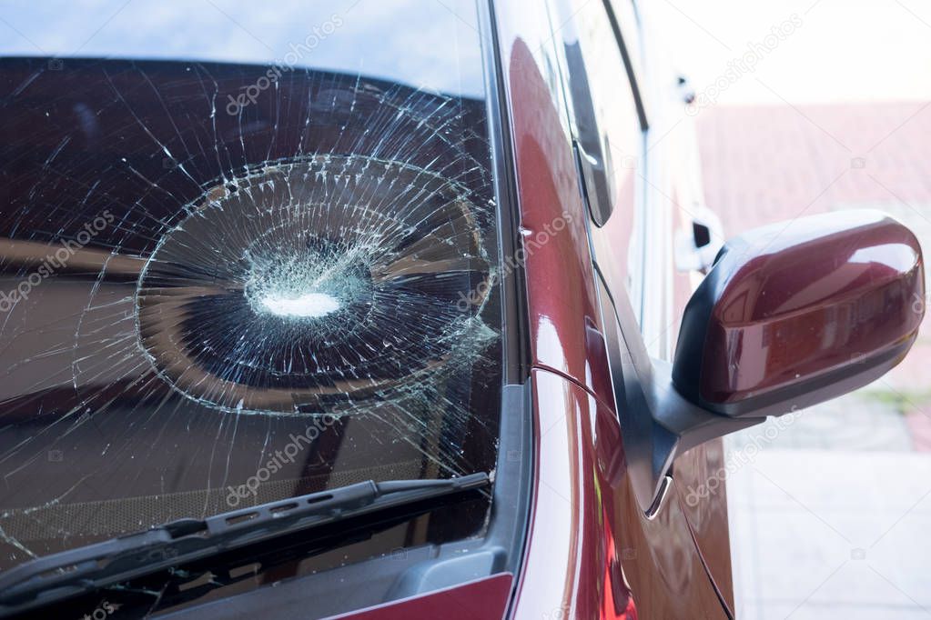 car accident. front glass car are broken. image for car,vehicle,