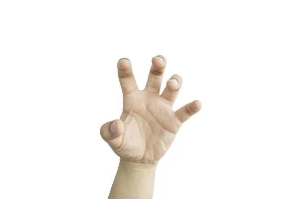 Ręka na białym tle kaukaski mężczyzna ekspresyjny pięć palców — Zdjęcie stockowe