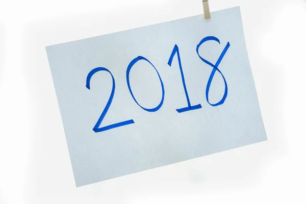 Mutlu yeni yıl arka plan beyaz kağıt yeni yıl mesajı 2018 ile — Stok fotoğraf