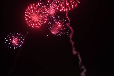 kutlama arka plan üzerinde gece gökyüzü güzel renkli havai fişek 