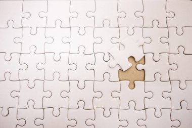 Üstten Görünüm. kopya alanı ile iş arka plan beyaz jigsaw. IMAG