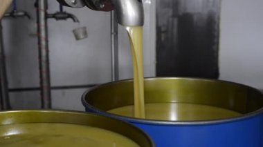 Bir varil bir yemek Fabrikası'nda bal ile doldurma. Sıvı bal varil verme için paketlenmiş. Uluslararası ihracat bal