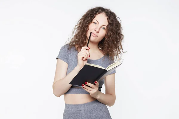 Lavoratrice Caucasica Creativa Che Lavora Casa Scrive Appunti Pianifica Suo — Foto Stock