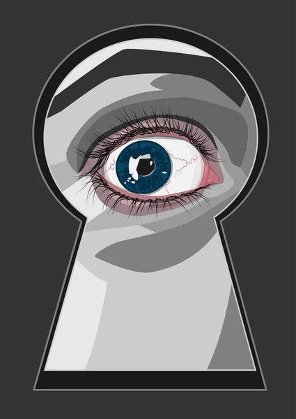 Keyhole with eye — Stock Vector