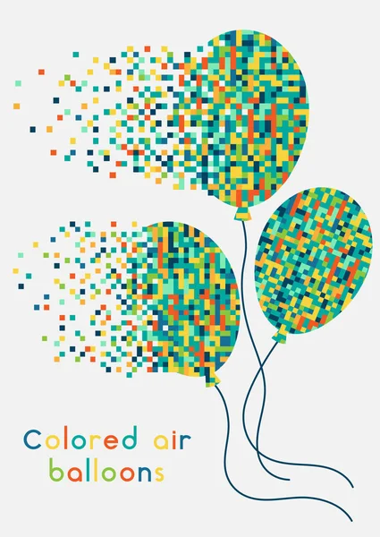 Pusztuló be pixel színes léggömbök — Stock Vector