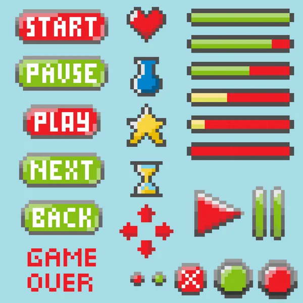 Set pixel elementen — Stockvector