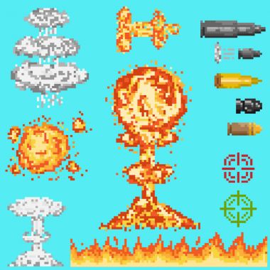 Pixelated vektör öğeleri kümesi