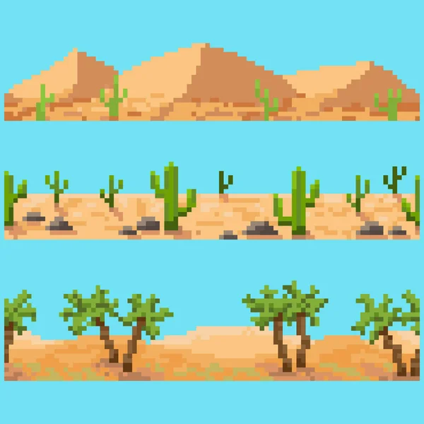 Ensemble d'éléments de paysage pixel — Image vectorielle