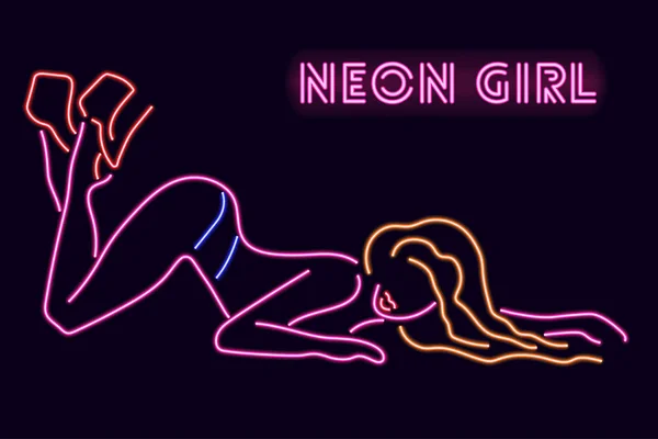 Sílhueta de WebNeon de menina — Vetor de Stock