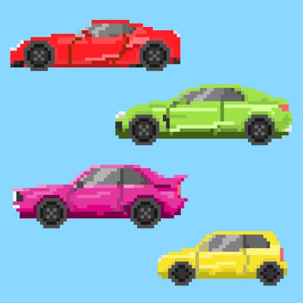 Pixel carros multicoloridos — Vetor de Stock
