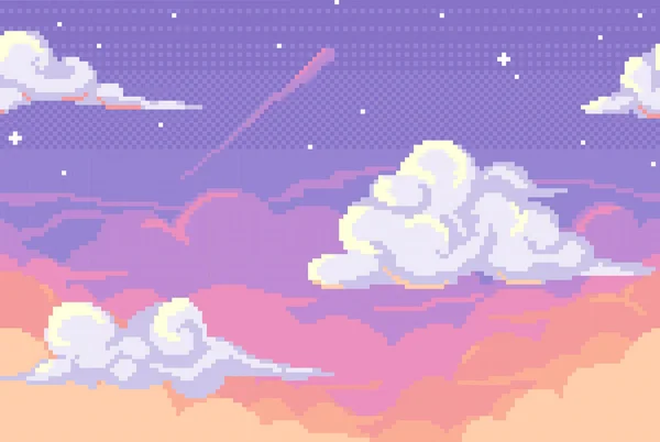Akşam gökyüzü ile vektör piksel arka plan