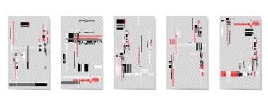 A set of editable template for stories and streaming. Computer screen error. Video game glitch. Glitch vhs effect